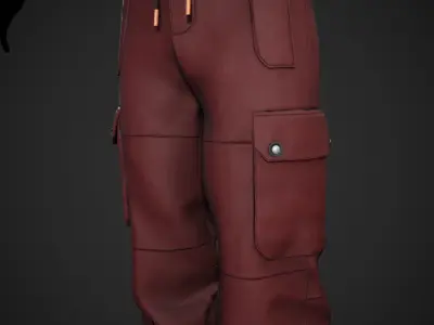 Red Snowboard Pants Style 2  Low-poly 3D model