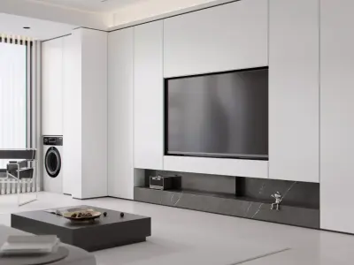 Modern living room dining room interior scenes 343 3D model