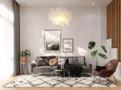 Scandinavian Living Room 3D model 3D model