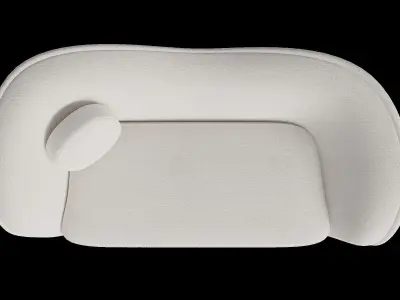 2 Seater Smooth Curve Velvet Upholstered Sofa 3D model