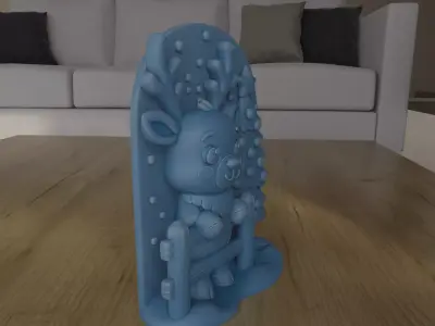 Cozy Christmas Reindeer Tree 3D Decor STL 3D print model