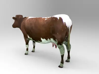 Brown Cow low poly  Low-poly 3D model