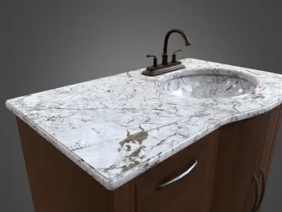 Marble Bathroom Sink Free low-poly 3D model