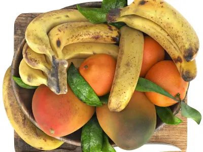 bowl of tropical fruits 04 3D model