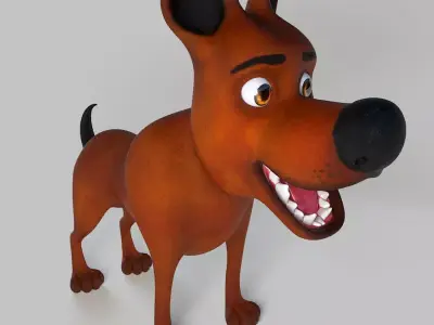 Cartoony brown dog Low-poly 3D model