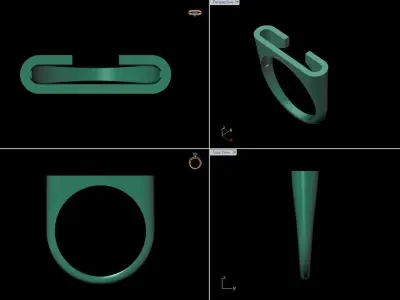 alphabet ring letter C 3D print model