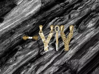 Y Letter Alphabet Tiles Texture Pendant 3D Print Model 3D print model