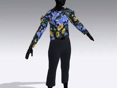 Woman Cloth Dress Low-poly 3D model 6