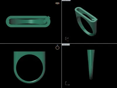 alphabet ring letter Q 3D print model