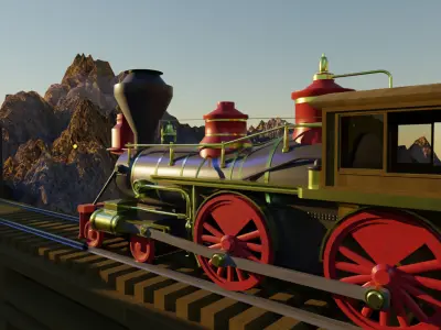 4-4-0 Steam Train 3D model