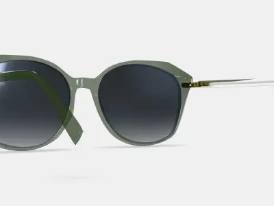 Nancy Sunglasses in Palm Crystal with Polished Gold 3D model