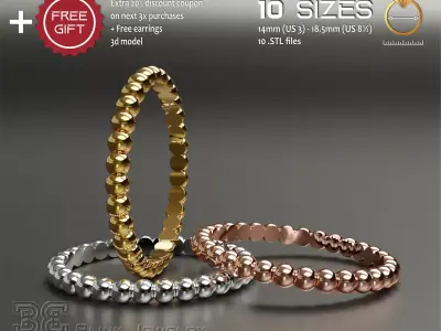 spheres eternity stackable printable ring pack 3D print model