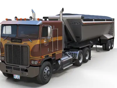 Freightliner Powerliner dump trailer Low-poly 3D model