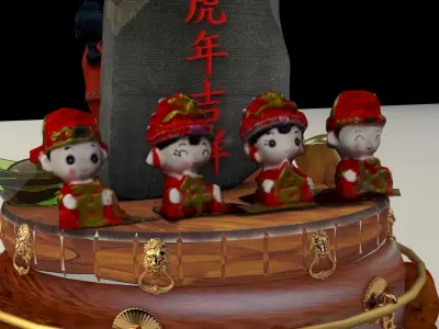 Chinese wedding dolls 3D model