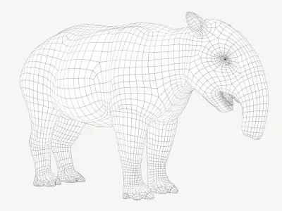 Malayan Tapir Low-poly 3D model