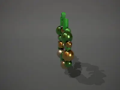 Green and Gold Christmas Bauble Wreath Low-poly 3D model