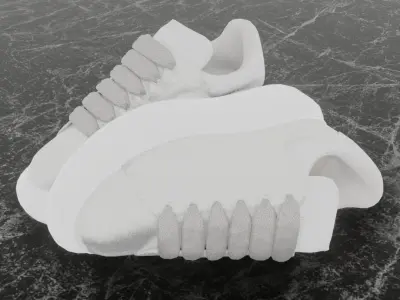 ALEXANDER MCQUEEN 3D SHOES - GREY GLITTER Low-poly 3D model