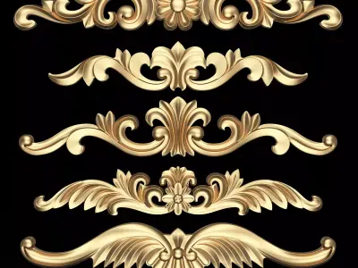 Carved Plaster Molding Decoration 025 Low-poly 3D model