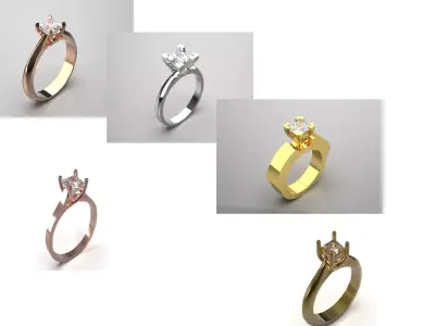 The Princess Cut Solitaire stl 3d printable ring Collection 3D Model Pack