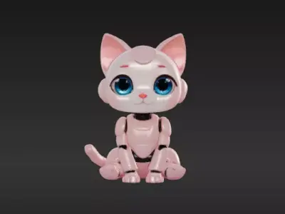 Robot Cat 3D Model - Game Ready - Low poly Low-poly 3D model