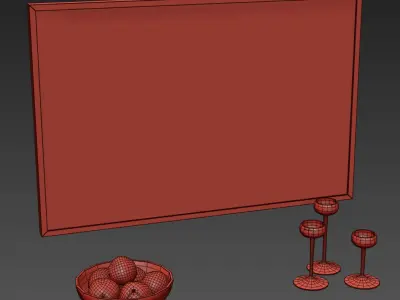 Decorative Set framed piece of paper with passport stamps 3D model