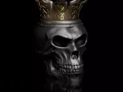 King Skull  with Crown  STL 3D Print Model High-Polygon 3D print model