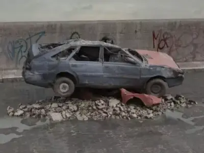 destroyed car 077 am165 3D model