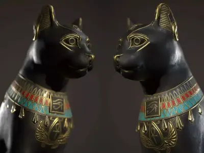 Egyptian Cat Statue Low-poly 3D model