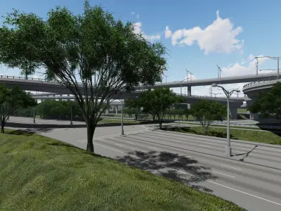 Highway  Road Flyover Low-poly 3D model