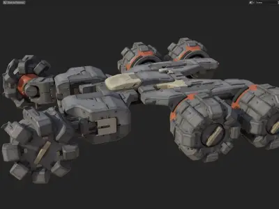 scifi-model547 armored vehicle with wheels 3D model