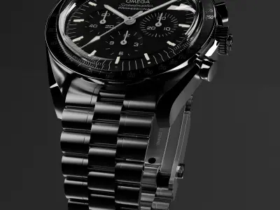 Omega Speedmaster watch with Box 3D model