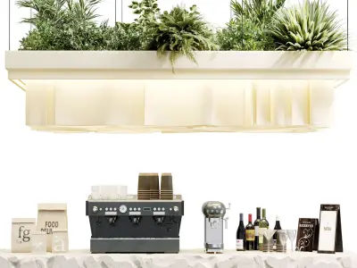 Coffee Shop Reception Restaurant Br Counter 19 3D model