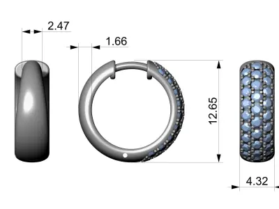 Pave Hoop Earrings 3D print model