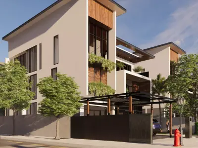 Tropical Modern Residential Cityscape 3D Scene - Enscape Low-poly 3D model