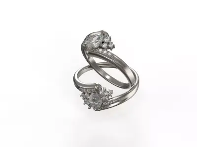 Pear Diamond Wedding Ring 3D Model STL 3DM 3D print model