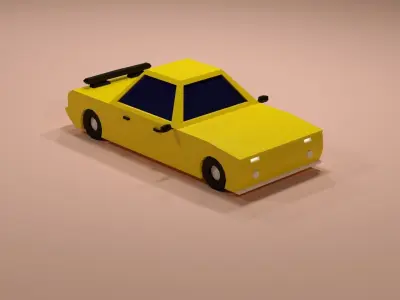 Cartoon Low Poly  Crossover Yellow Car Low-poly 3D model Low-poly 3D model