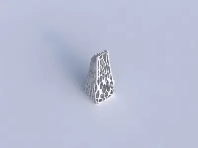Vase top bent rectangle with cracked organic lattice  3D print model
