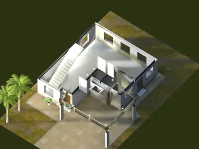 Modern house Low-poly 3D model