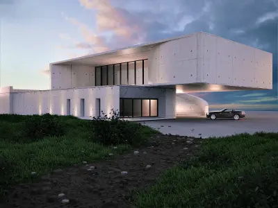 Modern Concrete House 3D model 3D model