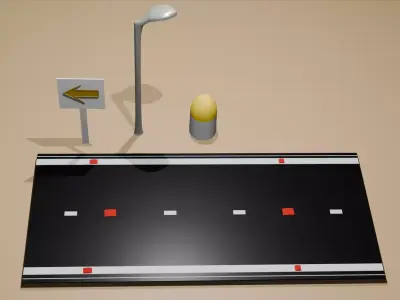 3d model Road light setup direction sider  Low-poly 3D model