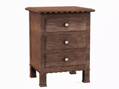 Old Wooden Dresser 05 Low-poly 3D model