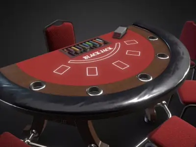 blackjack table Low-poly 3D model