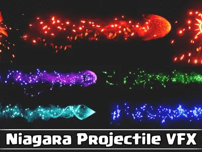 Niagara Projectiles VFX VOL01 Low-poly 3D model