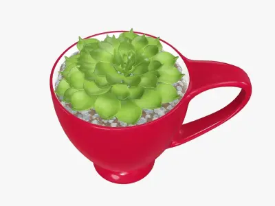 Plant in cup decorative 3D model