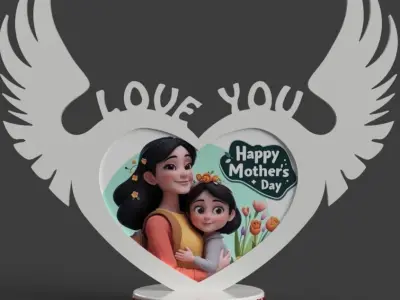 PHOTO FRAME LOVE YOU TABLE  DESK  WALL 3D print model