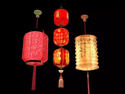 Chinese red  lantern  3D model