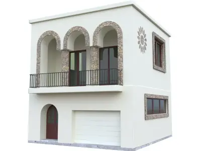 Brick Column House Low-poly 3D model