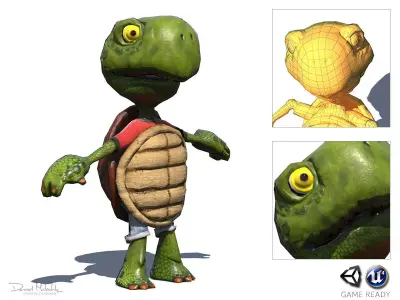 Comic Turtle V2 Riged PBR Low-poly 3D model