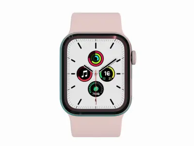 Apple Watch SE - Silver Aluminium Case with Starlight Sport Band Low-poly 3D model