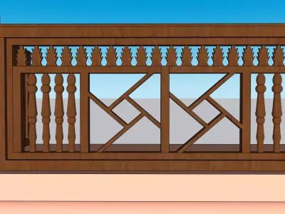 Islamic-Style Balcony Railing 3D Model 3D model